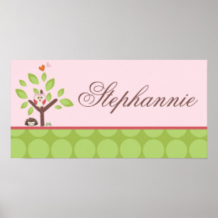 Affiche 10x20 Nom Mur Art Amour et Nature Fille Woodland