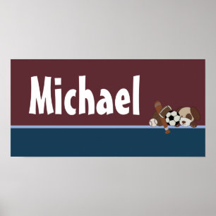 Affiche 10x20 Nursery Art Name Print Lil League Chien chio