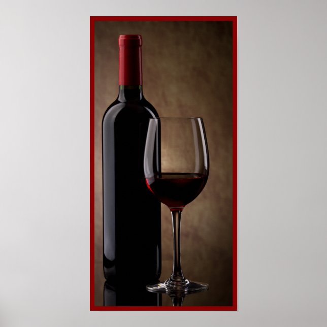 Affiche 10x20 Vin Verre et Bouteille Art Mur (Devant)