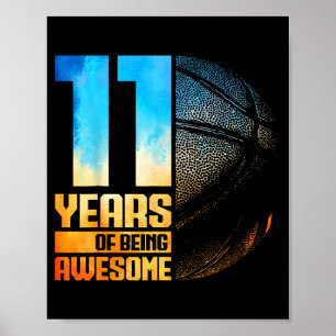 Affiche 11 Ancien Joueur de Basket de 11 Ans Humour Basket