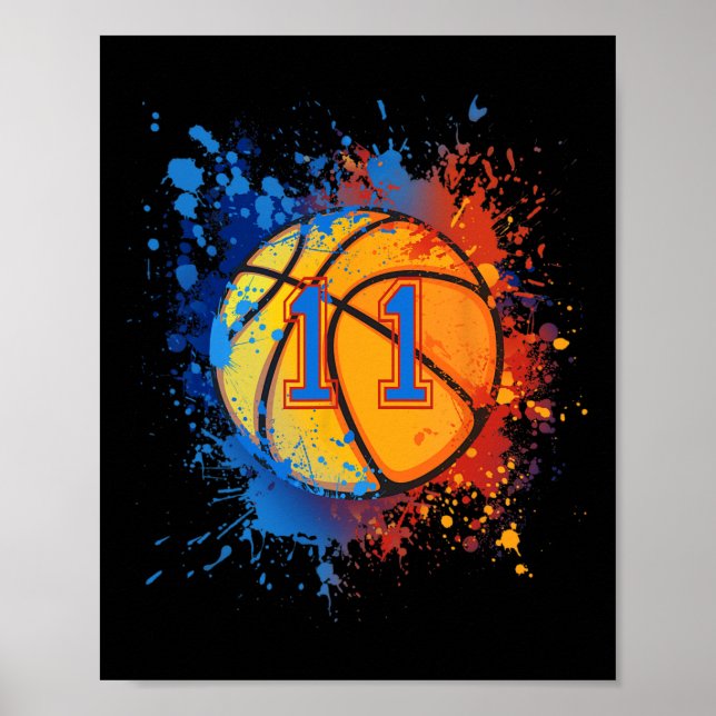 Affiche 11 Ans 11e Anniversaire Basketball Cadeau Pour Gar (Devant)