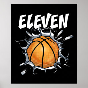 Affiche 11 ans Basketball Anniversaire Fête 11e Garçon