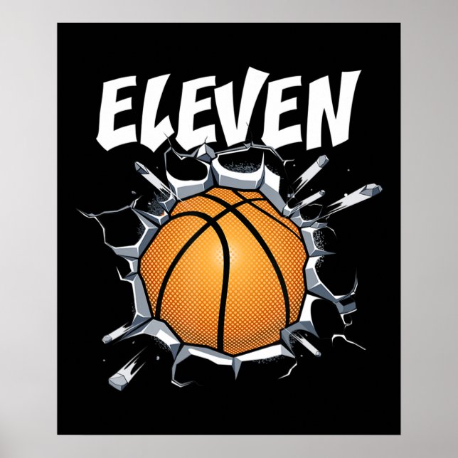 Affiche 11 ans Basketball Anniversaire Fête 11e Garçon (Devant)