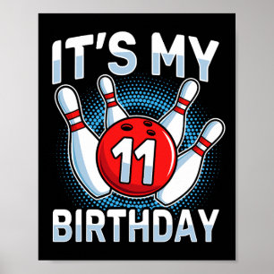 Affiche 11 Ans Bowling 11e Anniversaire Fête Garçons Fille