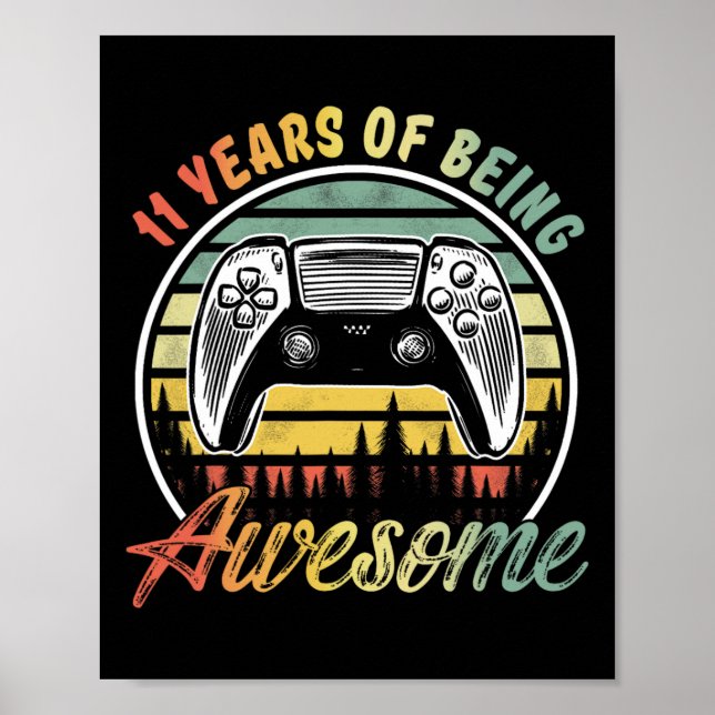 Affiche 11 Ans Garçon Anniversaire Être génial jeu vidéo (Devant)
