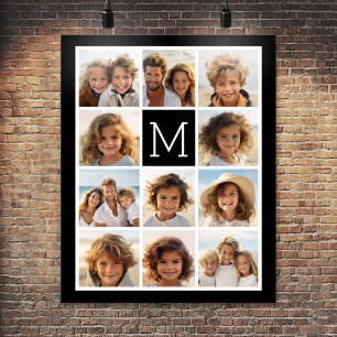 Affiche 11 Collage Photo Instagram Monogramme Noir Personn