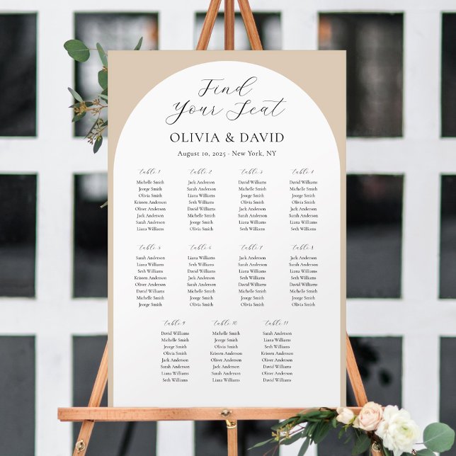 Affiche 11 Tables Arc Beige Trouvez Votre Siège Carte De S (Créateur téléchargé)