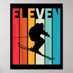 Affiche 11e anniversaire Boy Retro Ski Lover Skier 11 ans