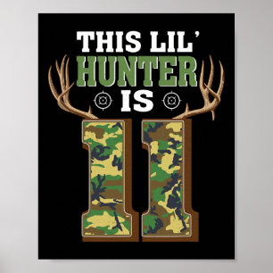Affiche 11e anniversaire Chasse aux cerfs 11 ans Chasseur