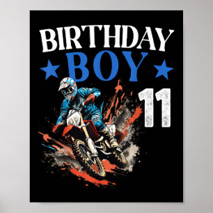 Affiche 11e anniversaire Dirt Bike Motocross 11 ans B-da