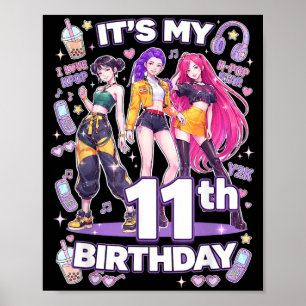 Affiche 11e anniversaire fille de 11 ans pop coréenne Kpop