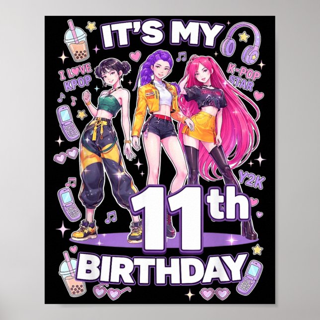 Affiche 11e anniversaire fille de 11 ans pop coréenne Kpop (Devant)