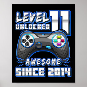 Affiche 11e anniversaire Garçon niveau 11 Jeu 11 ans Jeu v