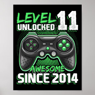 Affiche 11e anniversaire Garçon niveau 11 Jeu 11 ans Jeu v
