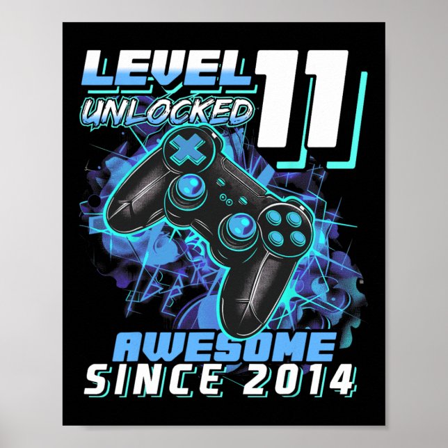 Affiche 11e anniversaire Garçon niveau 11 Jeu 11 ans Jeu v (Devant)