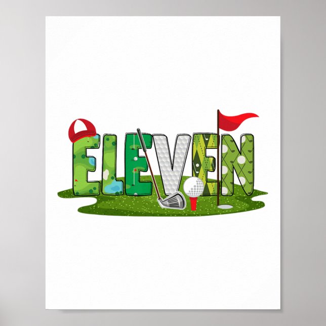 Affiche 11e Anniversaire Golf Thème 11 ans Enfants Sport P (Devant)