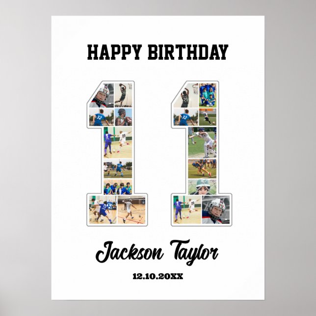 Affiche 11e anniversaire Numéro 11 Collage photo (Devant)