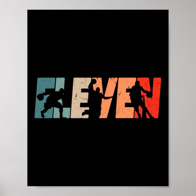 Affiche 11e anniversaire Retro Basketball 11 ans Boy Gi (Devant)