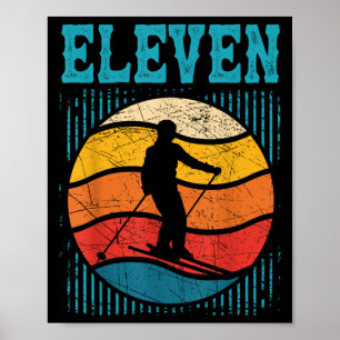 Affiche 11e anniversaire Retro Ski Ski 11 ans Garçons Gi