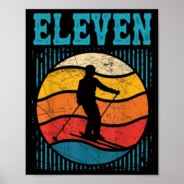Affiche 11e anniversaire Retro Ski Ski 11 ans Garçons Gi (Devant)