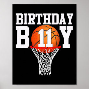 Affiche 11e Anniversaire Sport 11 ans Basketball 11 Garçon