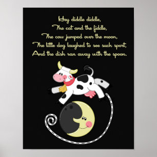 Affiche 11x14 Hey Diddle Diddle Rhyme Kids Room Wall Art