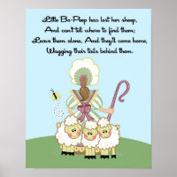 11x14 Little Bo Peep Shee Rhyme Kids Room Wall Art