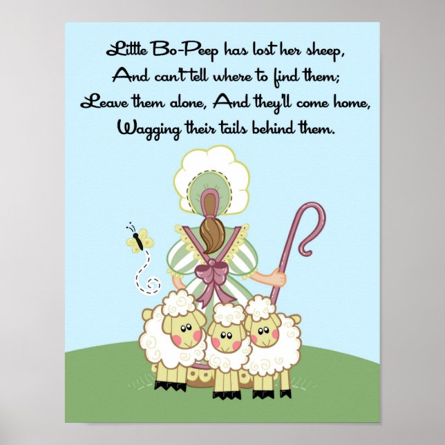 Affiche 11x14 Little Bo Peep Shee Rhyme Kids Room Wall Art (Devant)