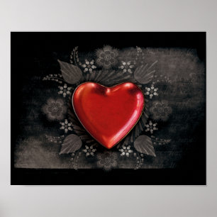 AFFICHE 1209 DARK RED BLACK HEART EMO LOVE TOUGH DARK