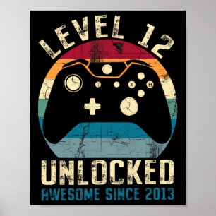 Affiche 12 Anniversaire 12ème Fils Garçon Gamer Awesome Si