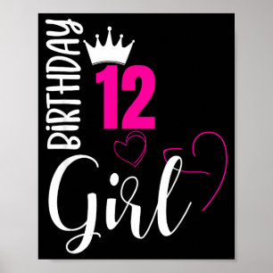 Affiche 12 ans fille joyeux 12e anniversaire