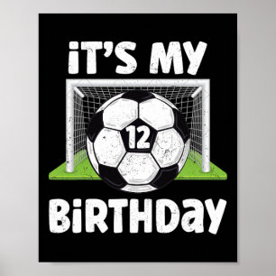 Affiche 12 ans Footballeur 12e Anniversaire Enfants Fête