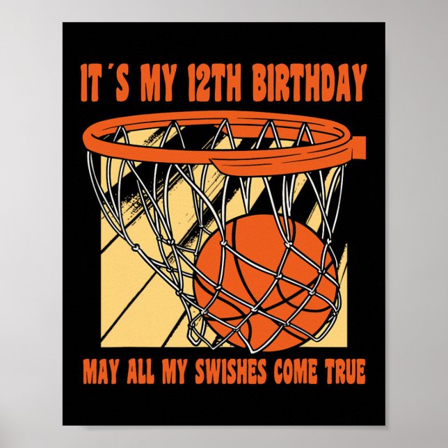 Affiche 12 ans Joyeux 12e anniversaire Basketball 12e Bi (Devant)