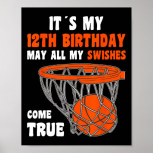 Affiche 12 ans Joyeux 12e anniversaire Basketball 12e Bi