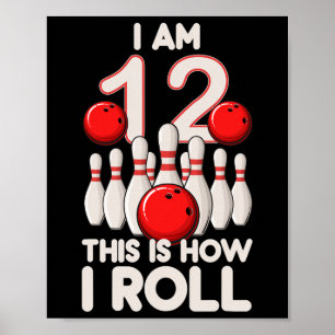 Affiche 12 Ans Vieux Bowling Party 12ème Anniversaire C'Es