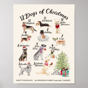 Affiche 12 Chiens de Noël dans l'Esprit de Noël Attire