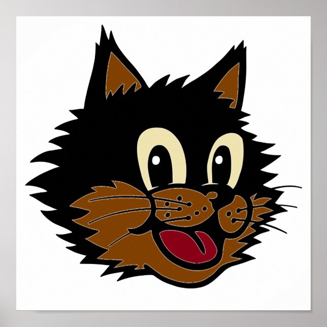 AFFICHE 12 CUTE SOURIRE NOIR ET BROWN CHAT NEUGHTY (Devant)