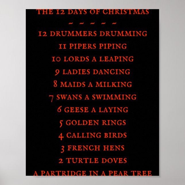 Affiche 12 Days Lyrics Boys T Shirt  (Devant)