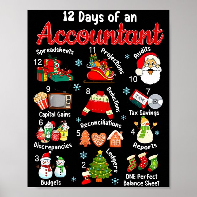Affiche 12 Days Of Accountant Christmas Accounting Major M (Devant)