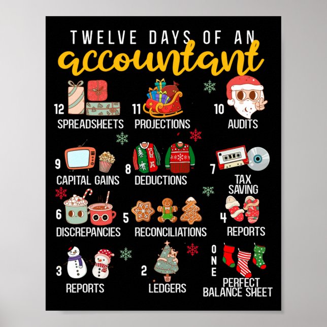 Affiche 12 Days Of An Accountant, Xmas Party, Funny Accoun (Devant)