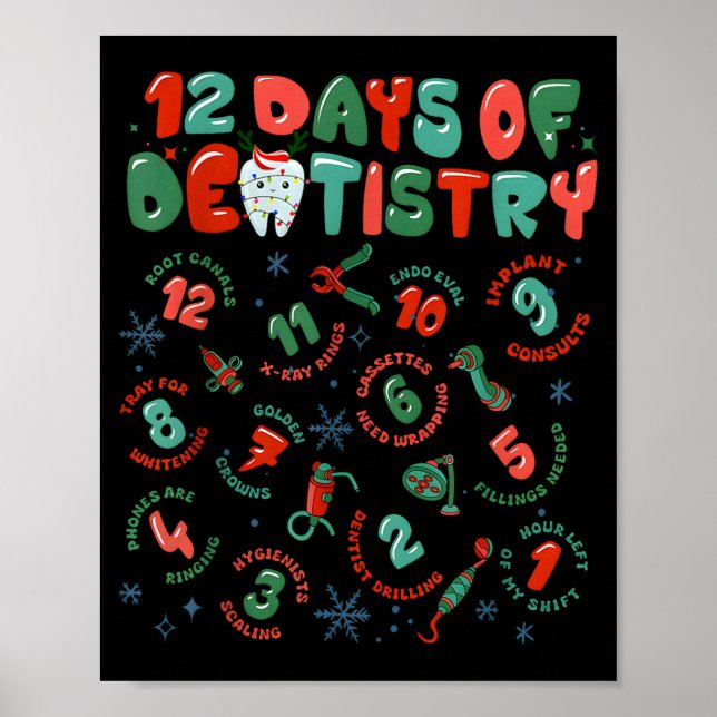 Affiche 12 Days Of Dentistry Christmas Dental Squad Crew D (Devant)