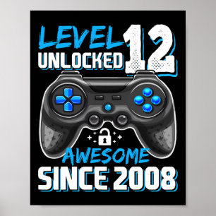 Affiche 12 Déverrouillé Awesome 2008 jeu vidéo 12e anniver