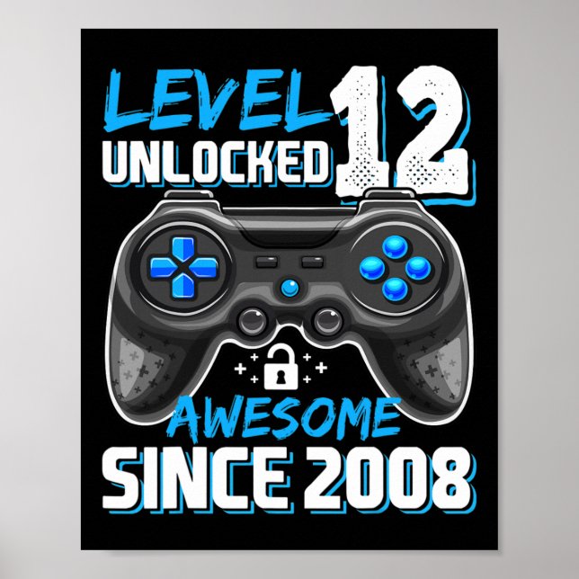 Affiche 12 Déverrouillé Awesome 2008 jeu vidéo 12e anniver (Devant)