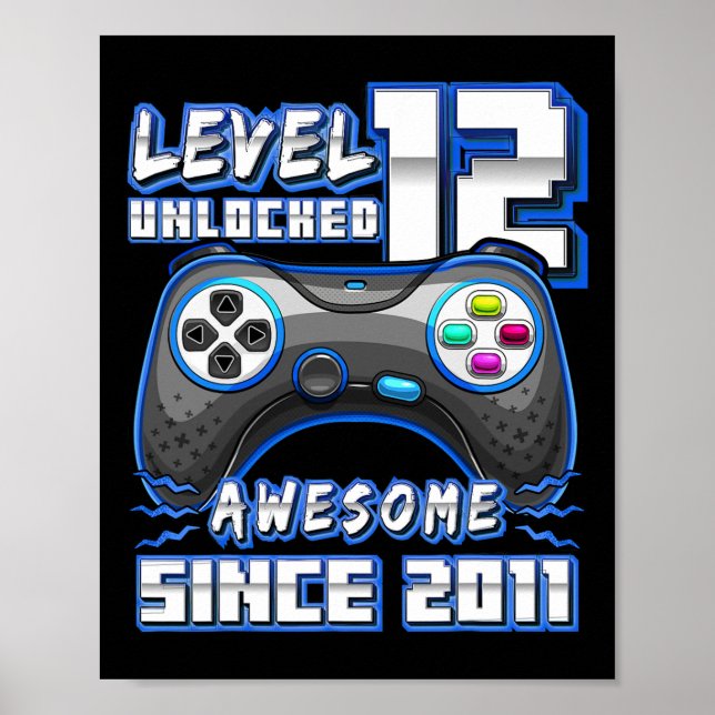 Affiche 12 Déverrouillé Awesome 2011 jeu vidéo 12e anniver (Devant)