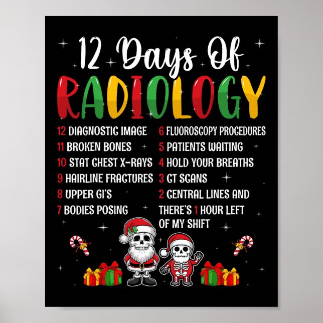 Affiche 12 Jours De Radiologie Xmas Rad Tech Christmas Rad (Devant)
