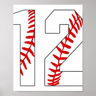 Affiche #12 Laces de baseball Jersey de baseball Numéro 12