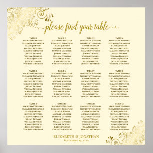 Affiche 12 Mariage de crème de table Plis d'or
