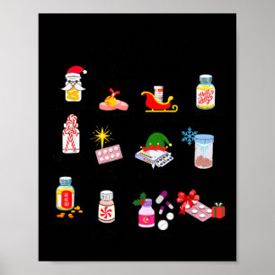Affiche 12 médicaments de Noël Infirmière Technicien en ph