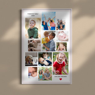 Affiche 12 Photo Collage de mémoire de famille avec coeur