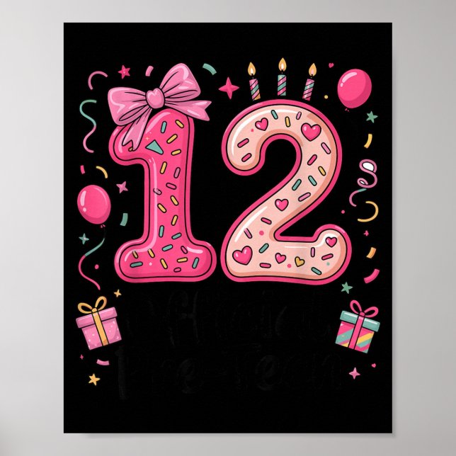 Affiche 12 Pré-Adolescente Coquette 12 Ans 12e Anniversair (Devant)